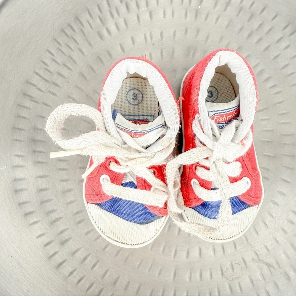 Vintage Fisher Price Red/White baby shoes